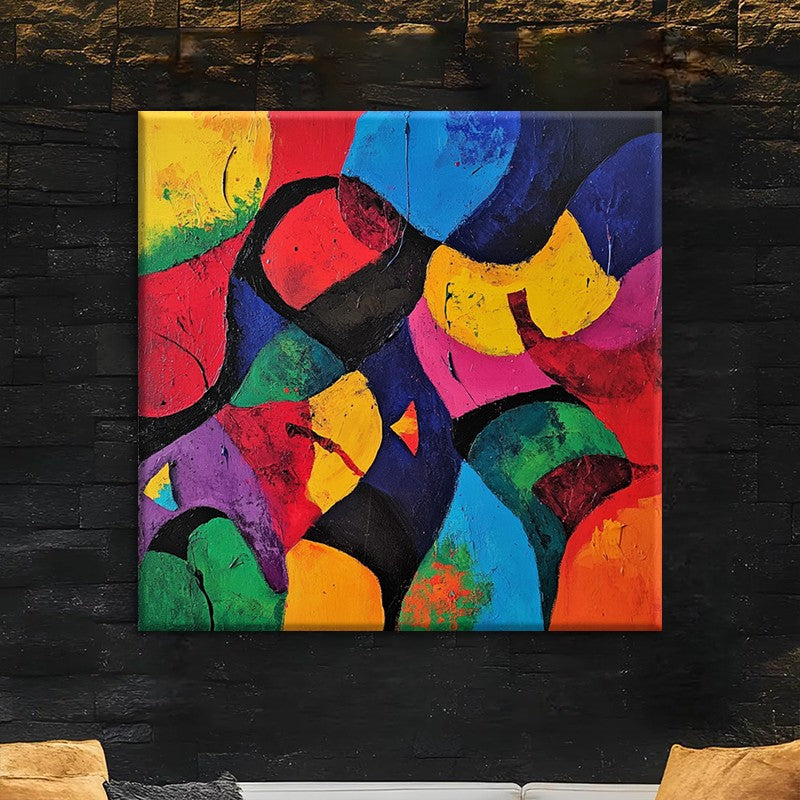 Hand-Painted Oil Painting Canvas Wall Art Decoration Original Art Colorful Abstract For Home Dining Room Decor Rolled Frameless Unstretched Painting