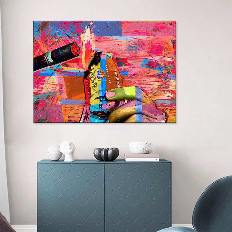 Abstract pink cigarette canvas painting bedroom painting