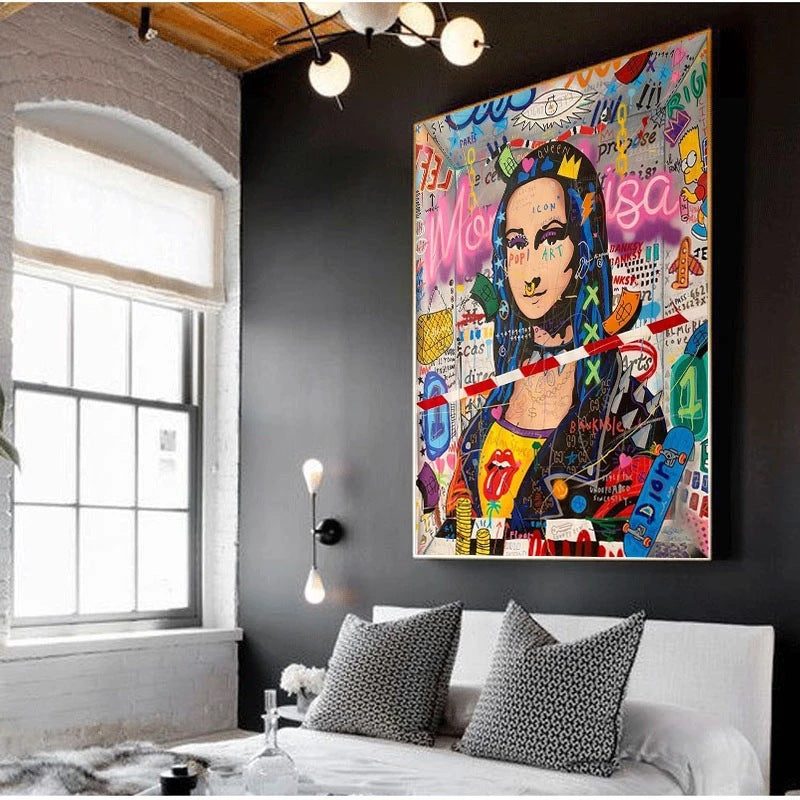 Mona Lisa Graffiti Art Canvas Painting