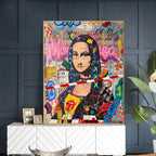 Mona Lisa Graffiti Art Canvas Painting