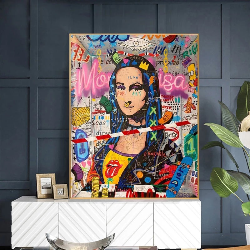 Mona Lisa Graffiti Art Canvas Painting