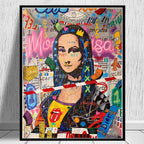 Mona Lisa Graffiti Art Canvas Painting