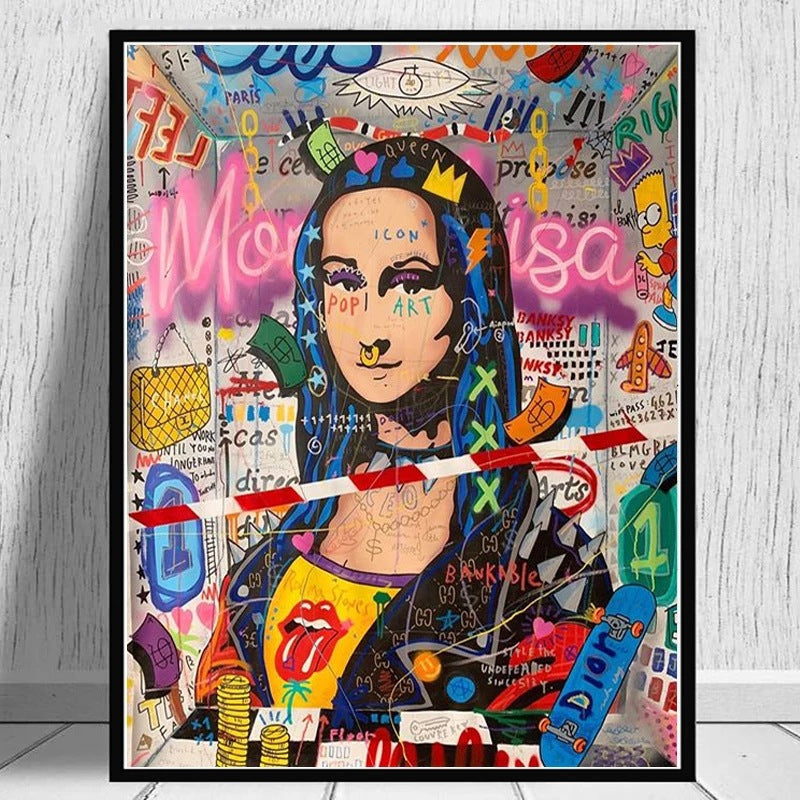 Mona Lisa Graffiti Art Canvas Painting