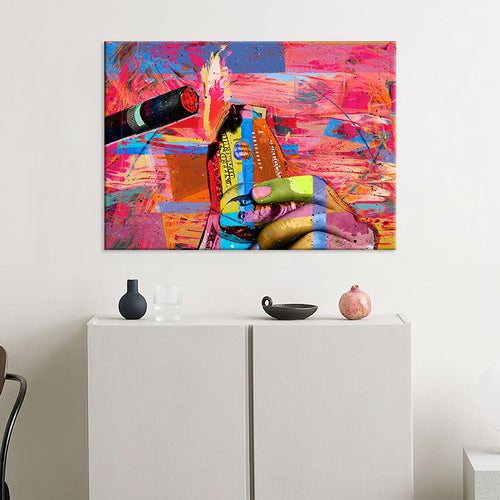 Abstract pink cigarette canvas painting bedroom painting