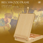 Vinsetto Wooden Table Easel Box Hold Canvas Up To 61cm, Adjustable Beechwood Storage Table Box Easel, Portable Folding Artist Drawing & Sketching Board For Adults, Beginners, Artists Painting