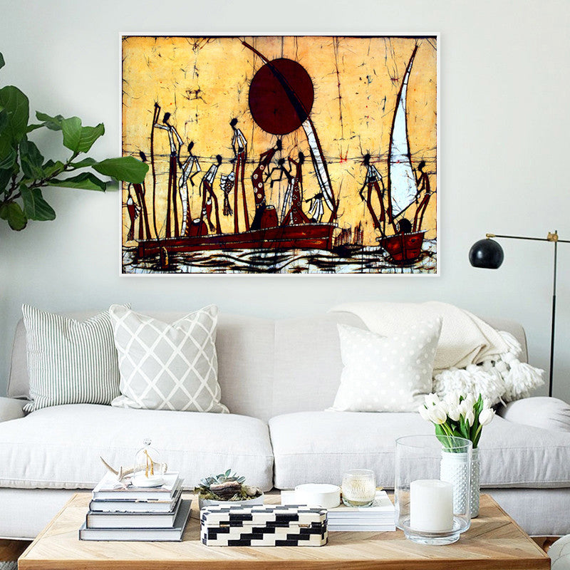 Abstract African Sailing Landscape Canvas Painting Poster