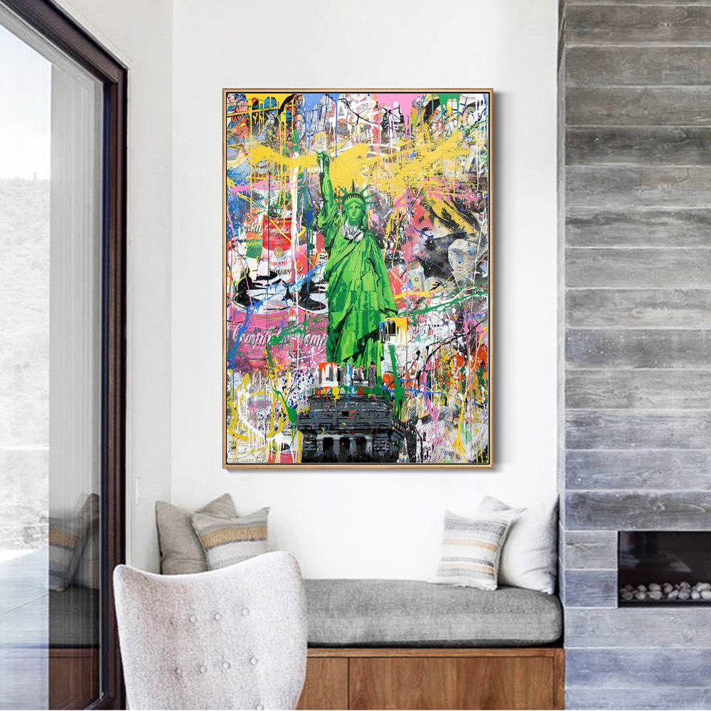 Art Poster With Statue Of Liberty Street Abstract Graffiti Canvas Painting Decoration