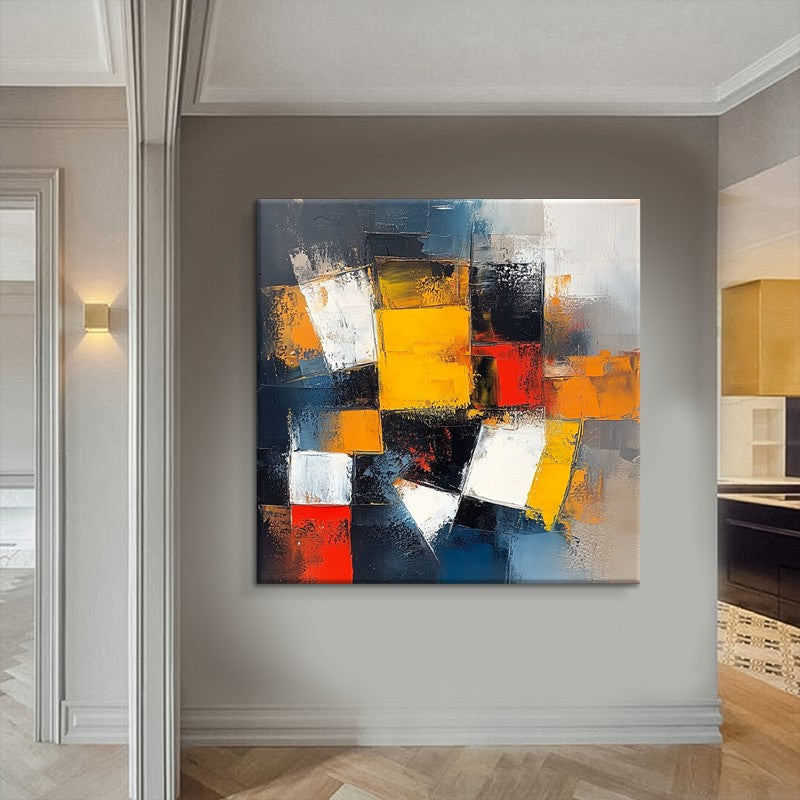 Hand-Painted Oil Painting Canvas Wall Art Decoration Original Art Colorful Abstract For Home Dining Room Decor Rolled Frameless Unstretched Painting