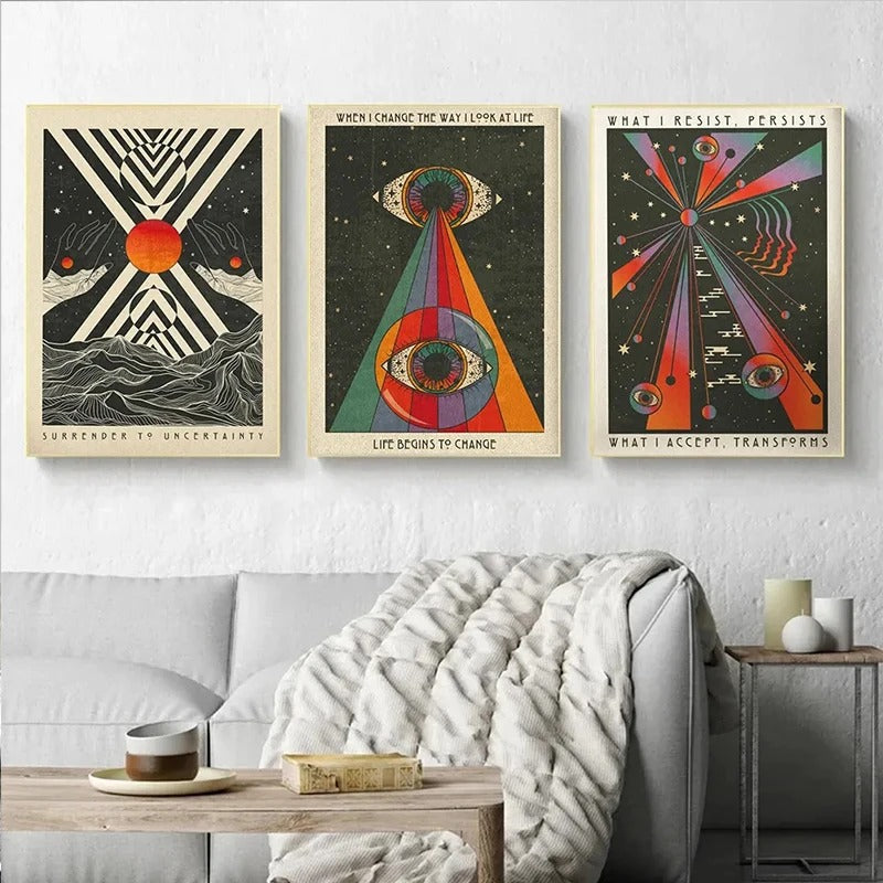 Psychedelic Bohemian Retro Abstract Canvas Painting