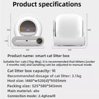 Smart Automatic Self-Cleaning Cat Litter Box with APP Control, 65L Large Space & Odor Elimination, for Cats up to 18lbs