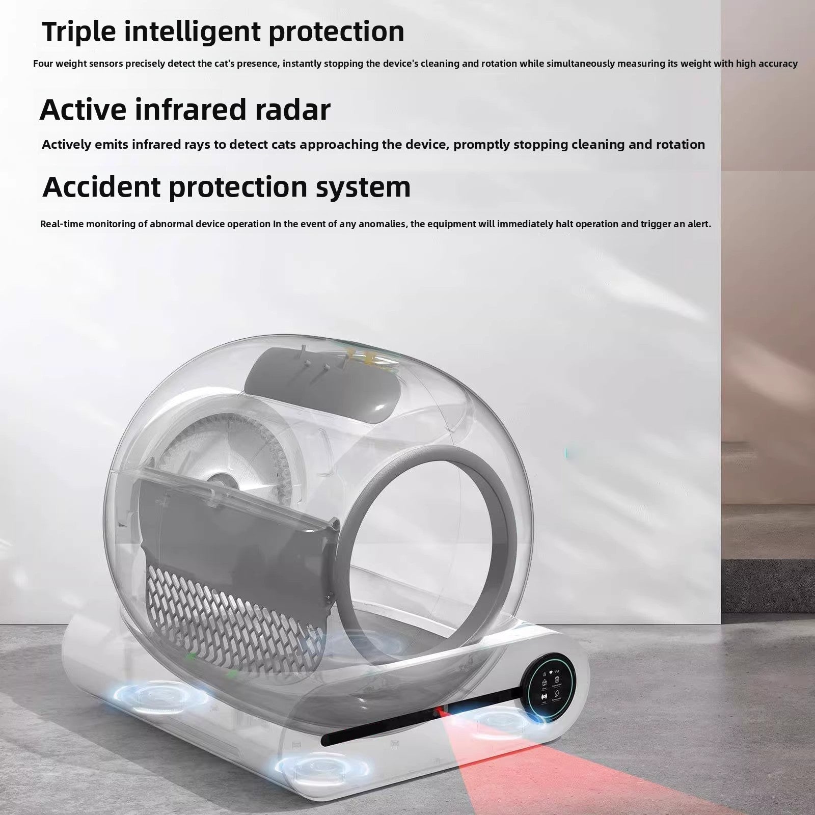 Smart Automatic Self-Cleaning Cat Litter Box with APP Control, 65L Large Space & Odor Elimination, for Cats up to 18lbs