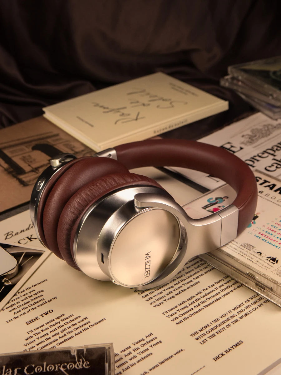 WHIZZER W1S ANC Active Noise Cancelling Headphones Bluetooth 5.3 Hi-Res Audio Wired Wireless Dual Mode HiFi Stereo Headset