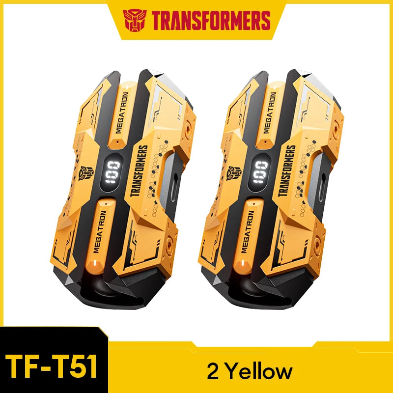 Choice TRANSFORMERS TF-T51 Bluetooth 5.4 Gaming Headsets Stereo Sound Wireless Earphones LED Display AI Translator Headphones