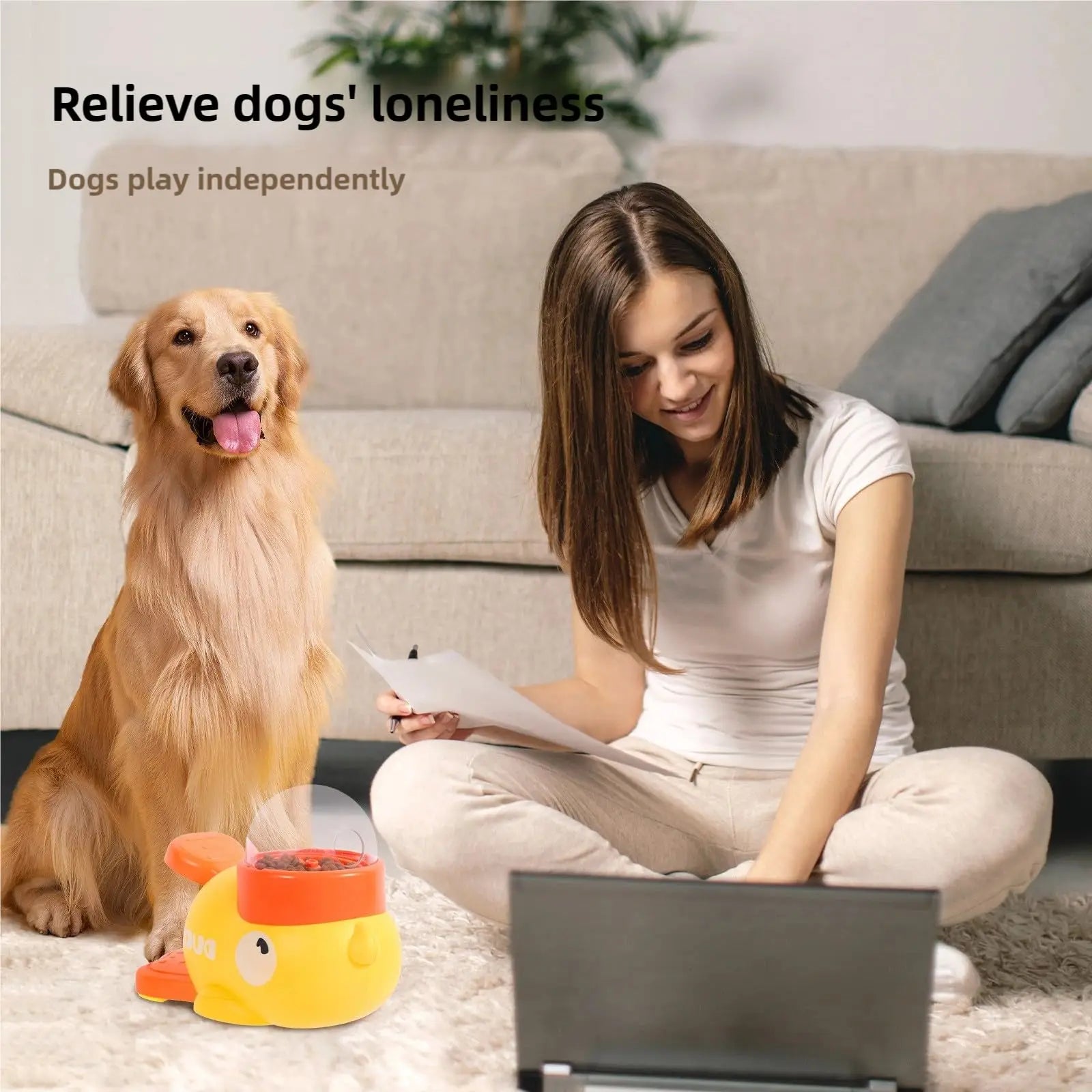Pet slow food bowl, duck dog snack dispenser