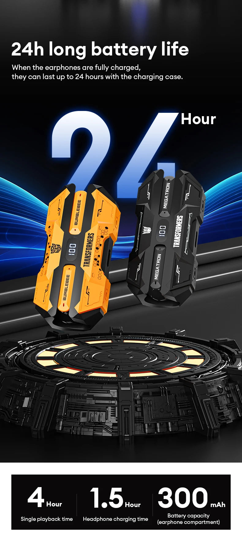 Choice TRANSFORMERS TF-T51 Bluetooth 5.4 Gaming Headsets Stereo Sound Wireless Earphones LED Display AI Translator Headphones