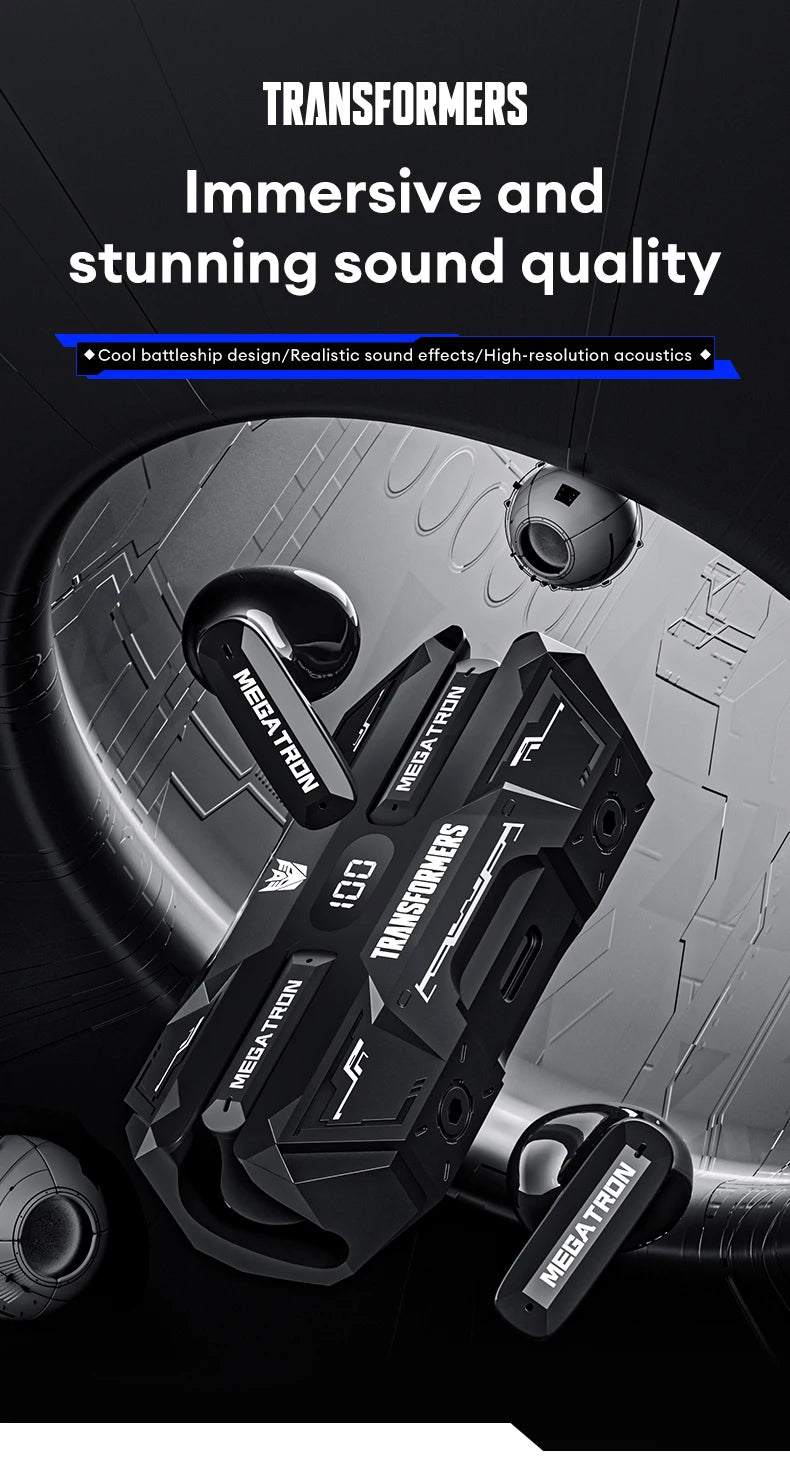 Choice TRANSFORMERS TF-T51 Bluetooth 5.4 Gaming Headsets Stereo Sound Wireless Earphones LED Display AI Translator Headphones