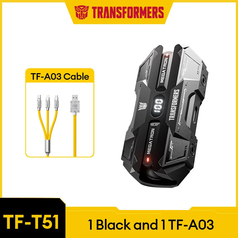 Choice TRANSFORMERS TF-T51 Bluetooth 5.4 Gaming Headsets Stereo Sound Wireless Earphones LED Display AI Translator Headphones