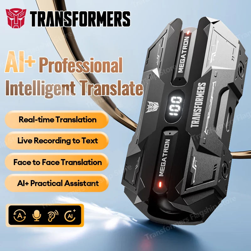 Choice TRANSFORMERS TF-T51 Bluetooth 5.4 Gaming Headsets Stereo Sound Wireless Earphones LED Display AI Translator Headphones