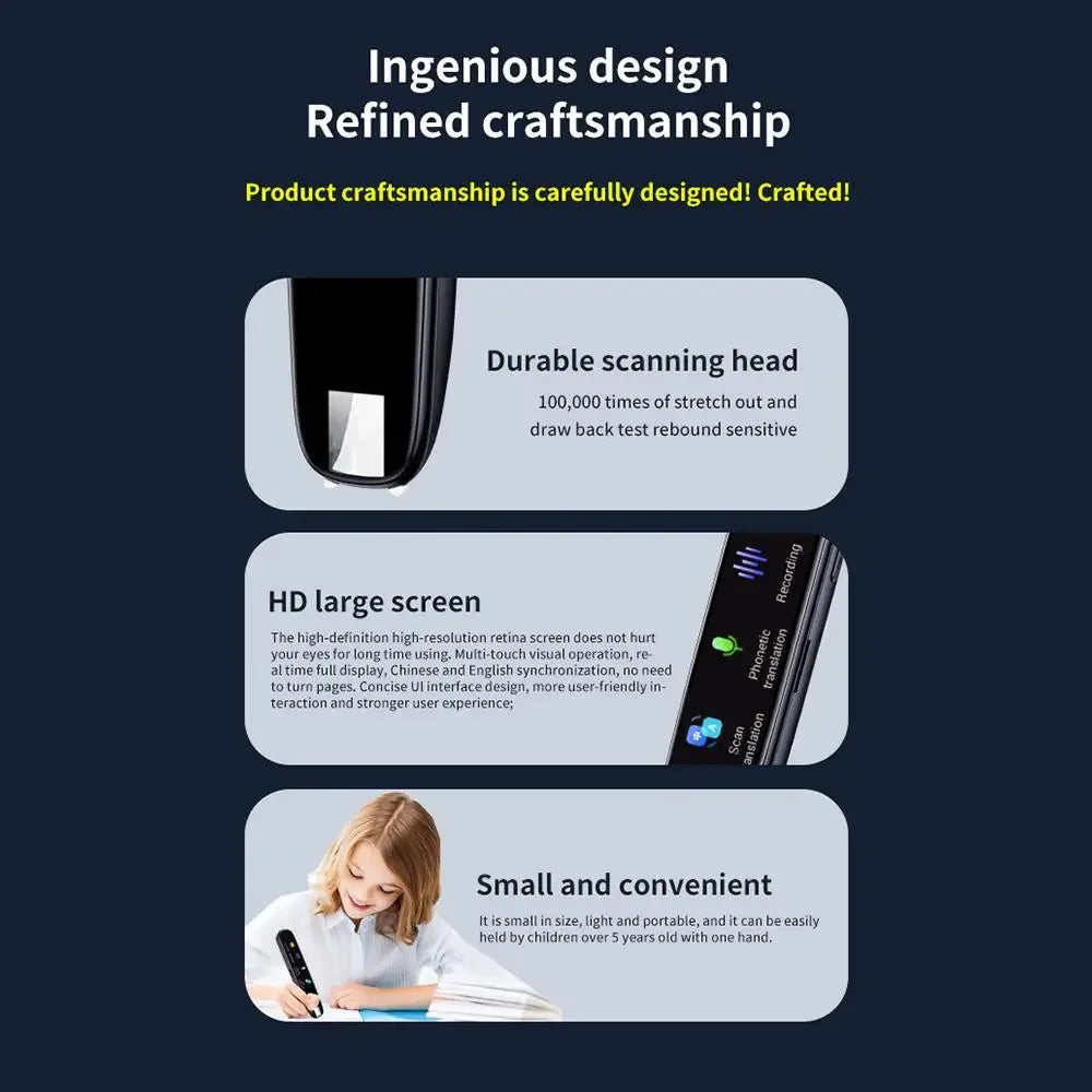 Smart AI Scan Reader Portable Voice Translator Scanner Pen WIFI AI Voice 112 Languages Translator for Dyslexia Autism