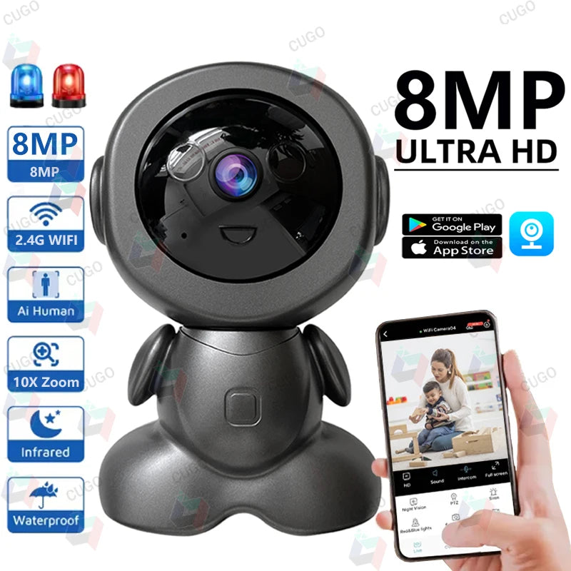 8MP Wifi Surveillance Robot Camera