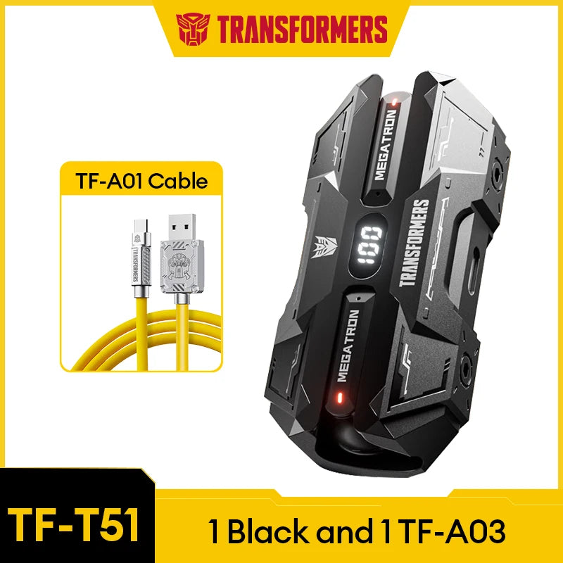 Choice TRANSFORMERS TF-T51 Bluetooth 5.4 Gaming Headsets Stereo Sound Wireless Earphones LED Display AI Translator Headphones