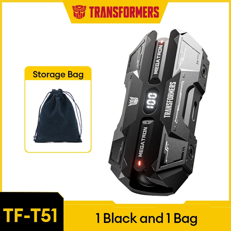 Choice TRANSFORMERS TF-T51 Bluetooth 5.4 Gaming Headsets Stereo Sound Wireless Earphones LED Display AI Translator Headphones