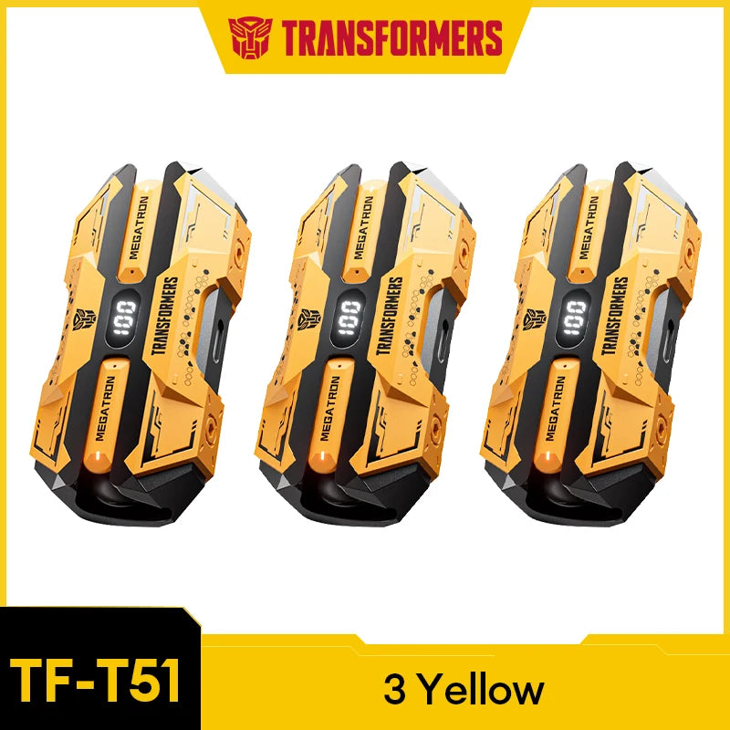 Choice TRANSFORMERS TF-T51 Bluetooth 5.4 Gaming Headsets Stereo Sound Wireless Earphones LED Display AI Translator Headphones