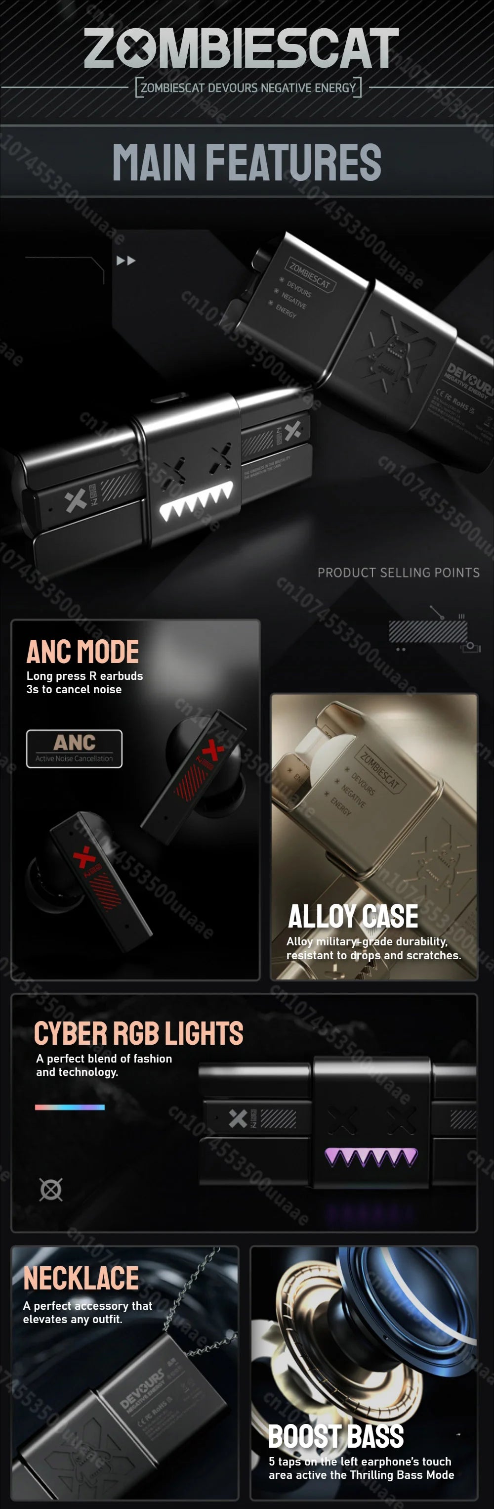 Zombie Cat -45dB ANC Bluetooth Earphone