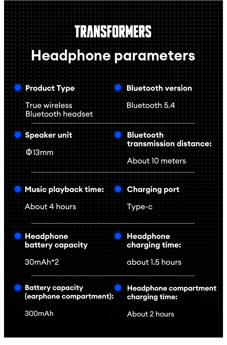 Choice TRANSFORMERS TF-T51 Bluetooth 5.4 Gaming Headsets Stereo Sound Wireless Earphones LED Display AI Translator Headphones