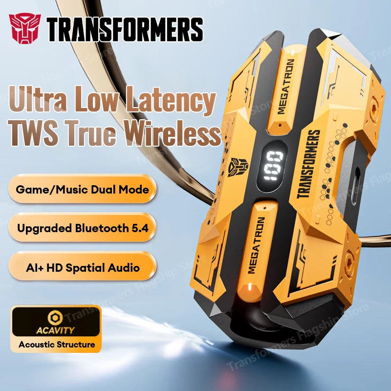 Choice TRANSFORMERS TF-T51 Bluetooth 5.4 Gaming Headsets Stereo Sound Wireless Earphones LED Display AI Translator Headphones