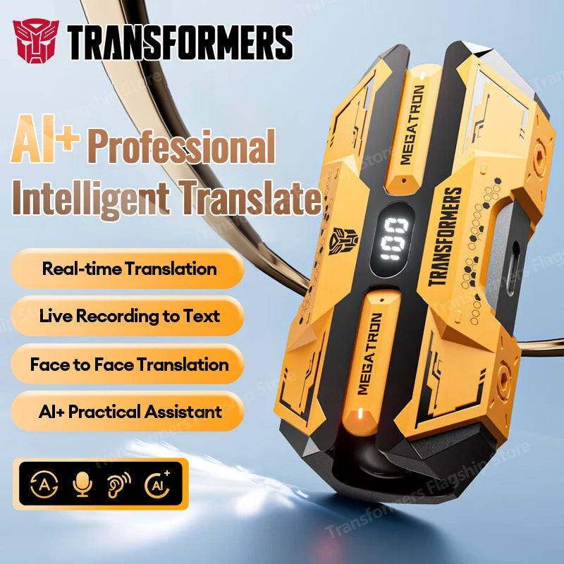 Choice TRANSFORMERS TF-T51 Bluetooth 5.4 Gaming Headsets Stereo Sound Wireless Earphones LED Display AI Translator Headphones