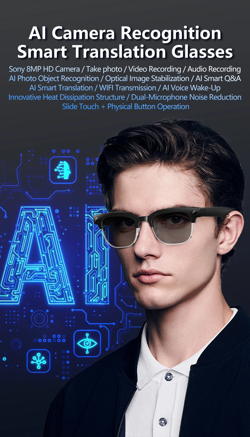 2026New 800W Pixel Camera Smart Glasses