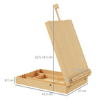 Vinsetto Wooden Table Easel Box Hold Canvas Up To 61cm, Adjustable Beechwood Storage Table Box Easel, Portable Folding Artist Drawing & Sketching Board For Adults, Beginners, Artists Painting