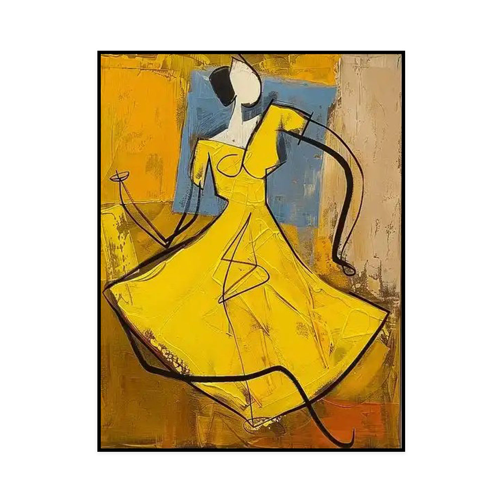 Hand-painted People Oil Painting On Canvas Abstract Large Yellow Texture Vintage Wall Art Wabi Sabi Painting Bedroom Large Wall Decor Gift Painting